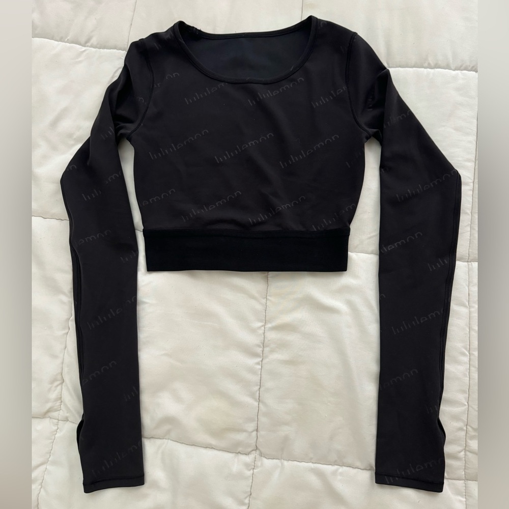 Rare Lululemon Wunder Train Crop Long Sleeve *Special Edition emboss gold logo - Picture 12 of 14